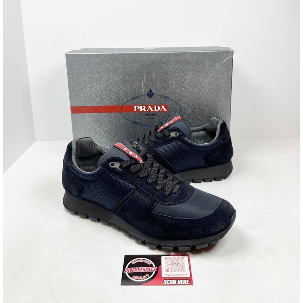 Size 9UK/10US - Prada Matchrace Blue Nylon Suede Sneakers💙Retail $850!
